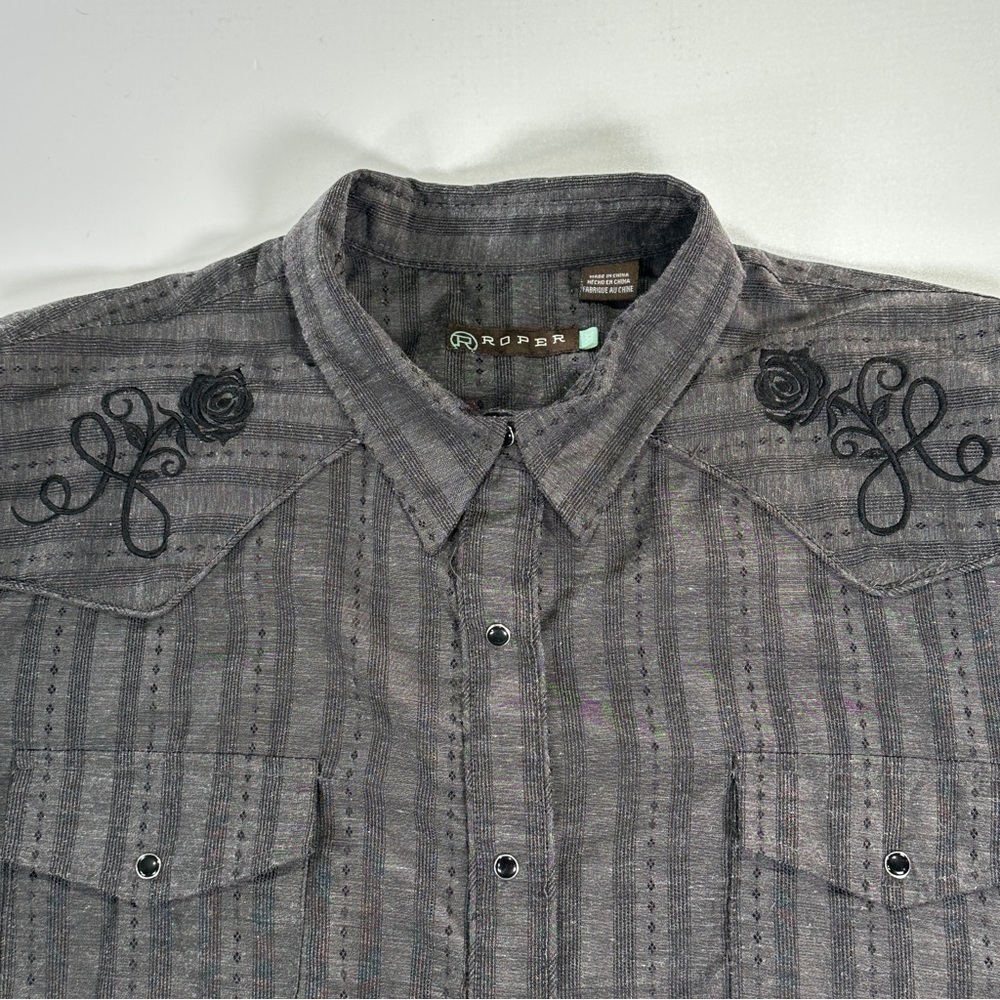 Roper Western Snap Shirt Floral Embroidery Women’s XL - Picture 3 of 11